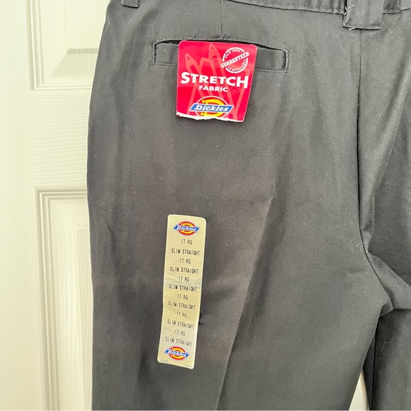 Dickies Black Work Pants 17 Jr Women Slim Fit Straight Stretch Easy Care New - Picture 4 of 10
